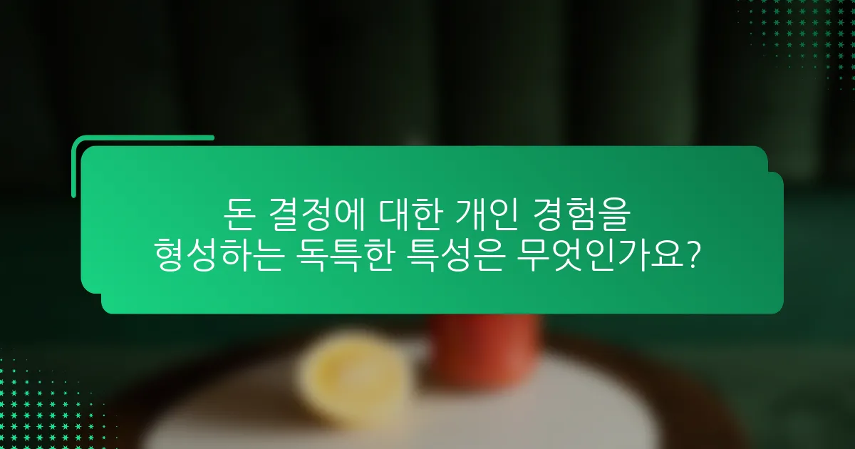 돈 결정에 대한 개인 경험을 형성하는 독특한 특성은 무엇인가요?