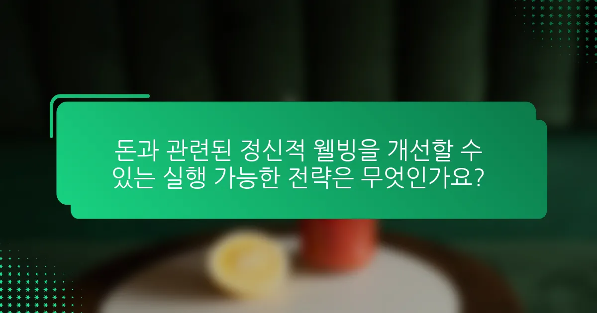 돈과 관련된 정신적 웰빙을 개선할 수 있는 실행 가능한 전략은 무엇인가요?