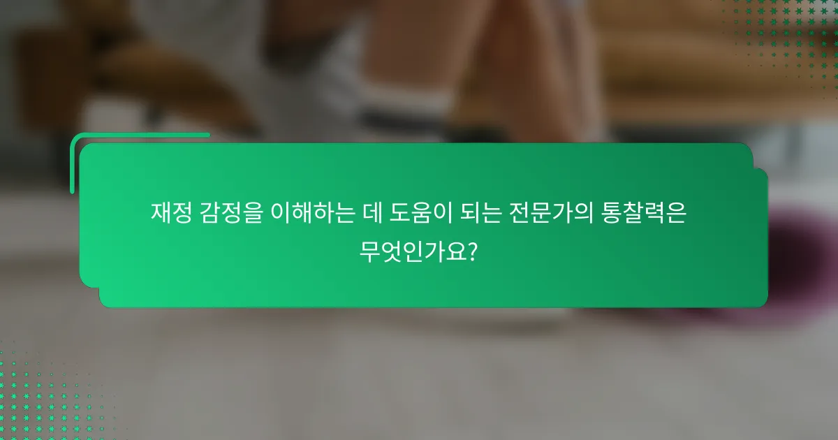 재정 감정을 이해하는 데 도움이 되는 전문가의 통찰력은 무엇인가요?