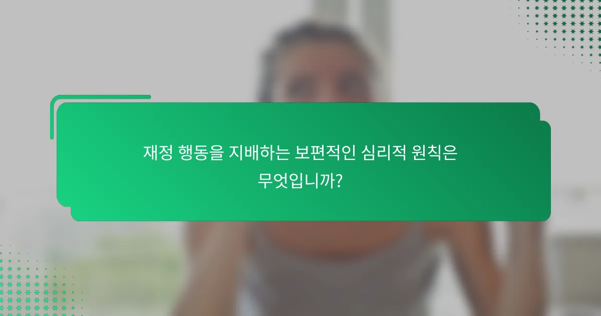 재정 행동을 지배하는 보편적인 심리적 원칙은 무엇입니까?