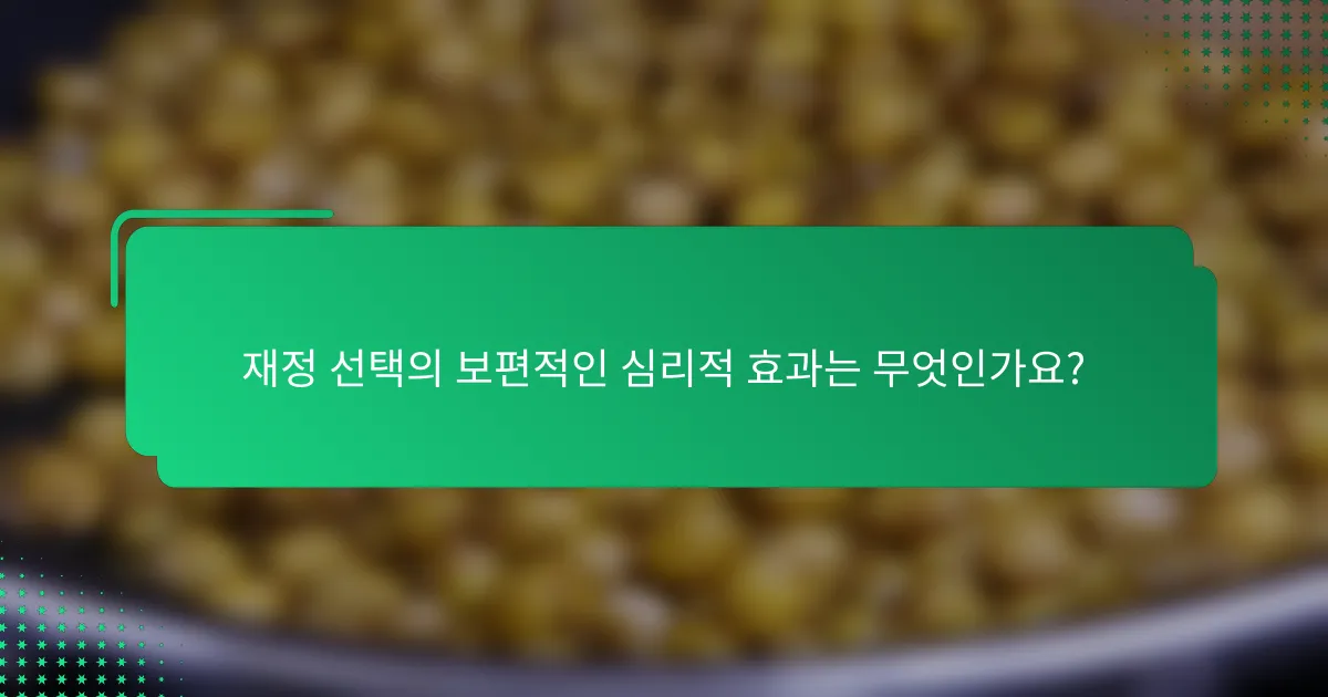 재정 선택의 보편적인 심리적 효과는 무엇인가요?