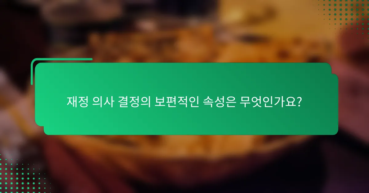 재정 의사 결정의 보편적인 속성은 무엇인가요?