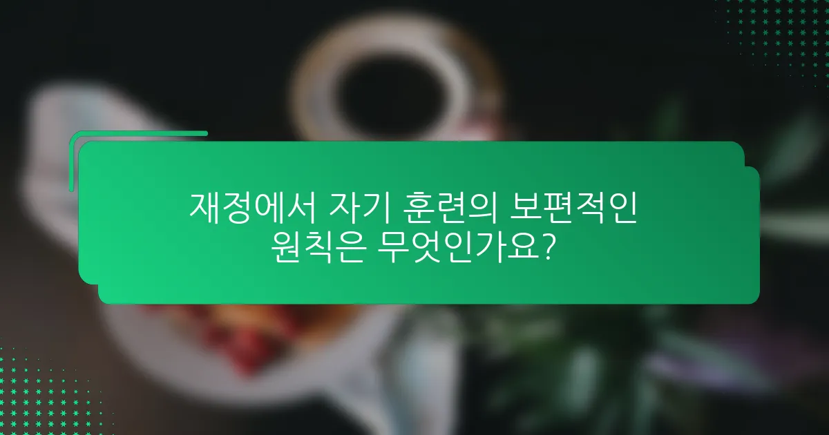재정에서 자기 훈련의 보편적인 원칙은 무엇인가요?