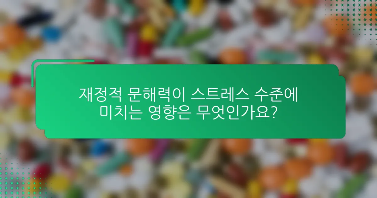 재정적 문해력이 스트레스 수준에 미치는 영향은 무엇인가요?