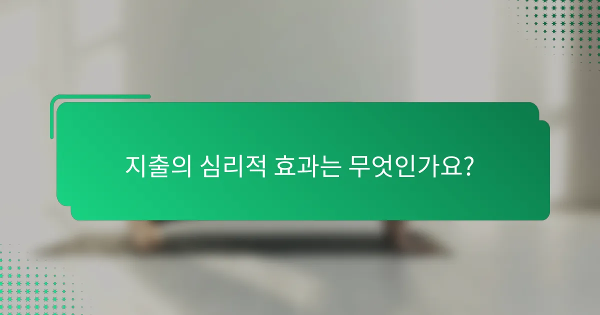 지출의 심리적 효과는 무엇인가요?