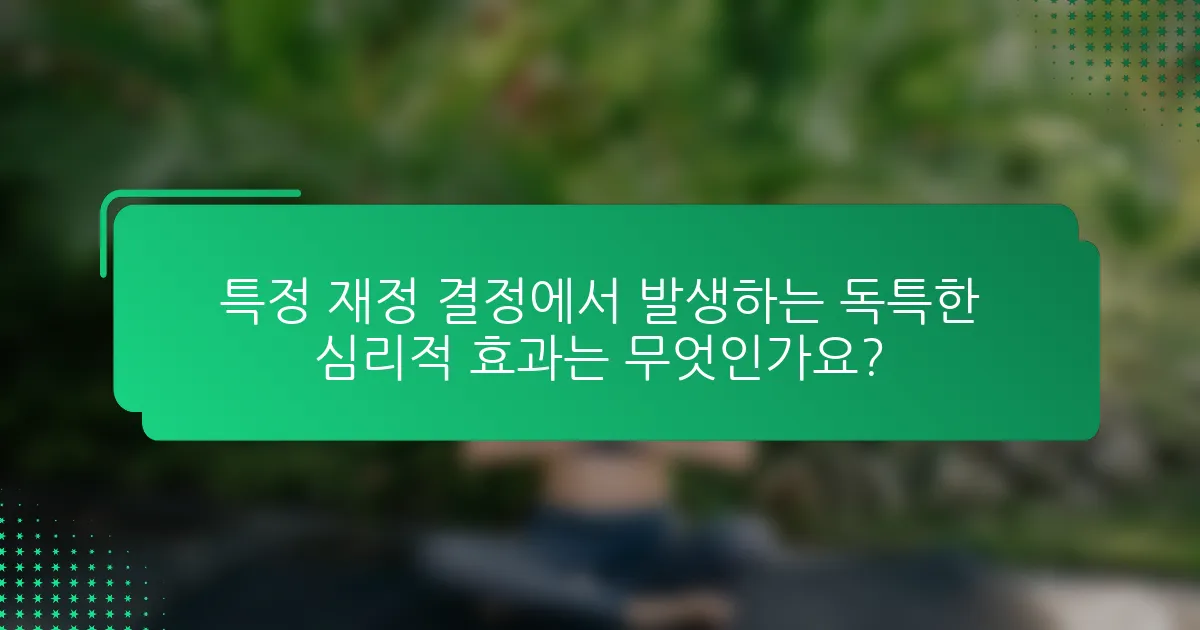 특정 재정 결정에서 발생하는 독특한 심리적 효과는 무엇인가요?