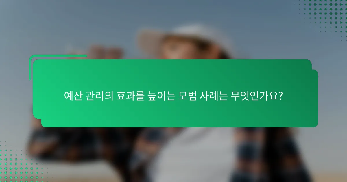 예산 관리의 효과를 높이는 모범 사례는 무엇인가요?
