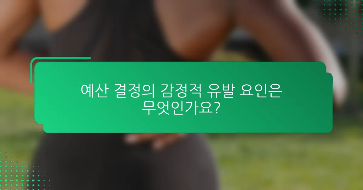 예산 결정의 감정적 유발 요인은 무엇인가요?